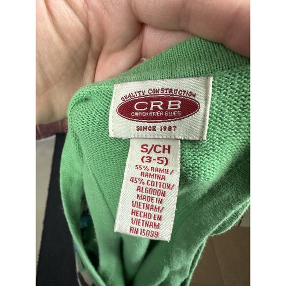 Y2K VTG Womens Small Argyle Sweater Tank Top Green Blue Academia Ramie Cotton - Picture 6 of 6